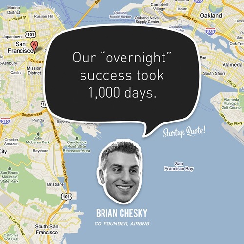 Overnight success Our “overnight” success took 1,000 days.